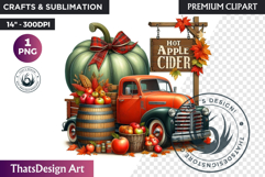 Fall Vintage Truck with Pumpkin PNG clipart Farmhouse Autumn Product Image 1