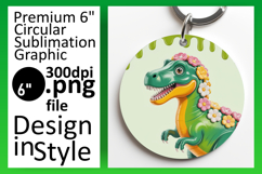 Chic Circle PNG Car Coaster Design , Cute Dino Product Image 1