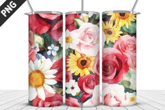 Rose Flowers Tumbler Wrap | Sublimation Design | Tumble PNG Product Image 3