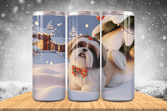 Winter Dog Christmas Snowflake PNG, Icy Tree 20oz Tumbler wr Product Image 1