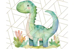 Watercolor Dinosaur and Rainbow PNG Clipart, Baby Nursery Product Image 5