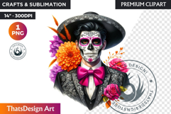 Floral Day of the Dead Clipart PNG sugar skull la catrina Product Image 1