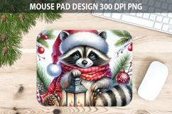 Raccoon Mouse pad Sublimation - Christmas Animal PNG Design Product Image 1