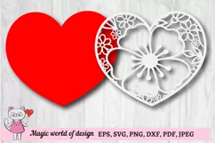 Mandala heart paper cut template, SVG layered hearts Product Image 2