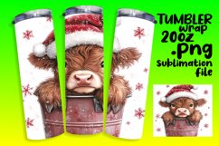 Watercolor Christmas Cow Wrap - 20oz Sublimation Tumbler Product Image 1