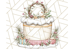 Christmas Cake Clipart PNG, Cottagecore Holiday Desserts Product Image 5