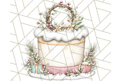 Christmas Cake Clipart PNG, Cottagecore Holiday Desserts Product Image 5