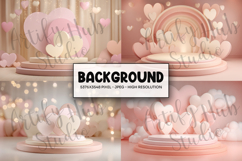Soft Pink Heart Podium Background Product Image 1