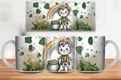 Cute Leprechaun with Rainbow and Gold Pot Mug Wrap PNG Subli Product Image 1