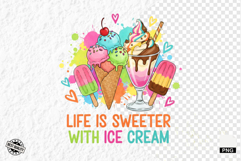 Watercolor Summer Ice Creams Clipart Product Image 1