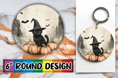 Halloween Cat Round Design for Sublimation Craft Projects Product Image 1