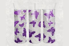 Purple glitter Butterflies Marble glitter 20 oz tumbler wrap Product Image 1