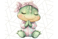 Praying Baby Animals in Pajamas Clipart, Sleepy Animal Png Product Image 5