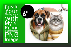 Cute Circle Coaster PNG Artwork , Dog and cat Product Image 1