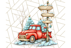 Vintage Christmas Truck Clipart PNG, Retro Holiday Vehicle Product Image 5