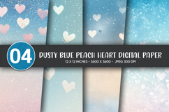Dusty Blue Peach Heart Digital Paper Product Image 1