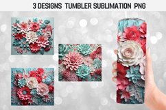 BUNDLE 3D Flowers Skinny Tumbler Wrap Sublimation Design PNG Product Image 7