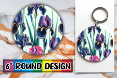 Playful Circle Keychain Sublimation, Flower Pattern Product Image 1