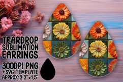 Whimsical Blossom Sublimation Teardrop Earring Design PNG Product Image 1