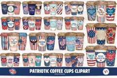 Patriotic Coffee Cups Clipart Product Image 1