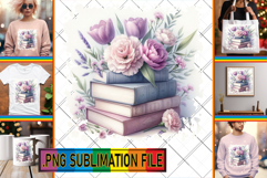 Bright TSHIRT Magic PNG, Book and flower Product Image 1