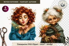 Autumnal Witch Kitchen Clipart cozy Fall PNG sublimation Product Image 1