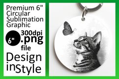 Whimsical Cat Sublimation: Round &amp; Keychain Duo Product Image 1