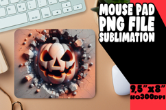 Whimsical Mouse Pad Design Sublimation, 3D Pumpkin Product Image 1