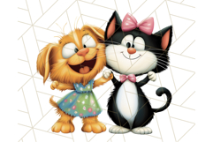 Dog and Cat Friends PNG, Cute Pet Clipart, Funny Animal Art Product Image 5