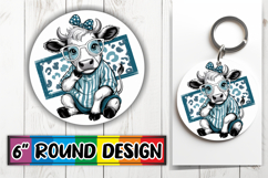Bright Sublimation Round Ornaments, Cute Cow Product Image 1
