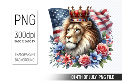 4th of July Lion Clipart, Animal illustration for crafts Product Image 1
