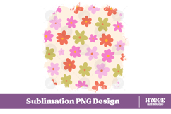 Retro Flowers Background Png Floral Paper Sublimation Splash Product Image 1