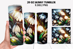 Florals Skinny Tumbler 20oz Wrap Design, Winter Tumbler PNG Product Image 1