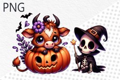 Halloween Cow Sublimation - Clipart PNG Design Product Image 1