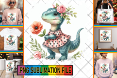 Bright TSHIRT Art PNG, Dino Product Image 1