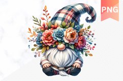 Floral Gnome Sublimation - Gnome Clipart Design Product Image 1