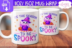 Spooky Season mug wrap PNG, Cute Halloween mug template Product Image 2