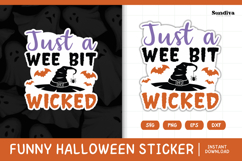 Funny Halloween Sticker | Just A Wee Bit Wicked Product Image 1