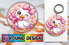 Blissful Car Coaster Round Style, Cute Goose Product Image 1