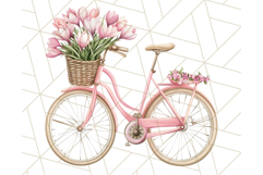 Bicycle with Flowers PNG, Pastel Spring Floral Bike Clipart Product Image 5
