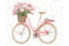 Bicycle with Flowers PNG, Pastel Spring Floral Bike Clipart Product Image 5