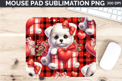 Watercolor Dog Mouse Pad Sublimation - Valentines PNG Design Product Image 1