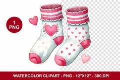 valentine png watercolor clipart - socks stockings Product Image 1