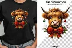 Howdy Highland Cow with Red Christmas Coquette Design Product Image 1