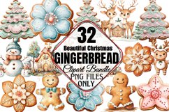 Beautiful-Christmas-Gingerbread Clipart Bundle PNG Product Image 1