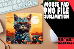 Sweet Kitty in Floral Mouse Pad Design PNG Product Image 1