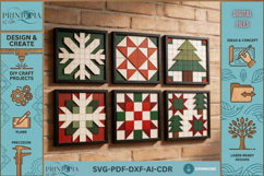 Christmas Quilt Block LaserCut Patterns Wood Wall Art Bundle Product Image 1