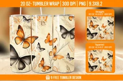 3D Cute Butterfly Tumbler Wrap Designs, Sublimation Wrap Product Image 1