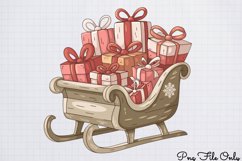 Cute Pink Christmas Watercolor Clipart Bundle PNG Product Image 1