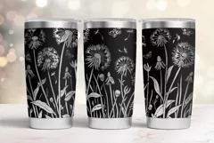 20oz Tumbler laser svg wrap| Floral Dandelions pattern Product Image 1